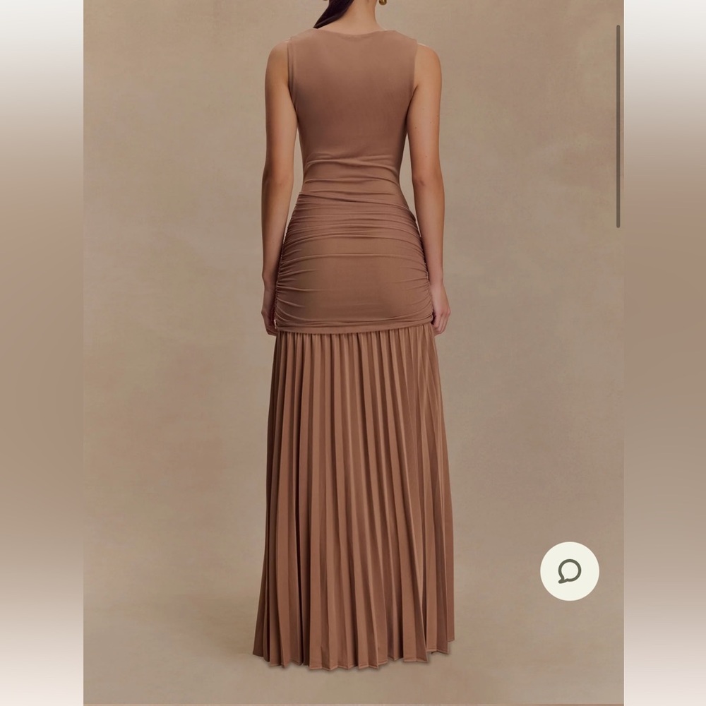 Meshki Dania Mauve/ Brown Cowl Neck Slinky Maxi Dress - Picture 4 of 5